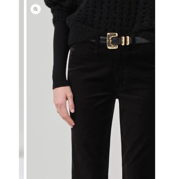 New Citizens of Humanity Isola Cropped Trouser Pants Velvet Mid Rise Black 27 - Picture 13 of 13